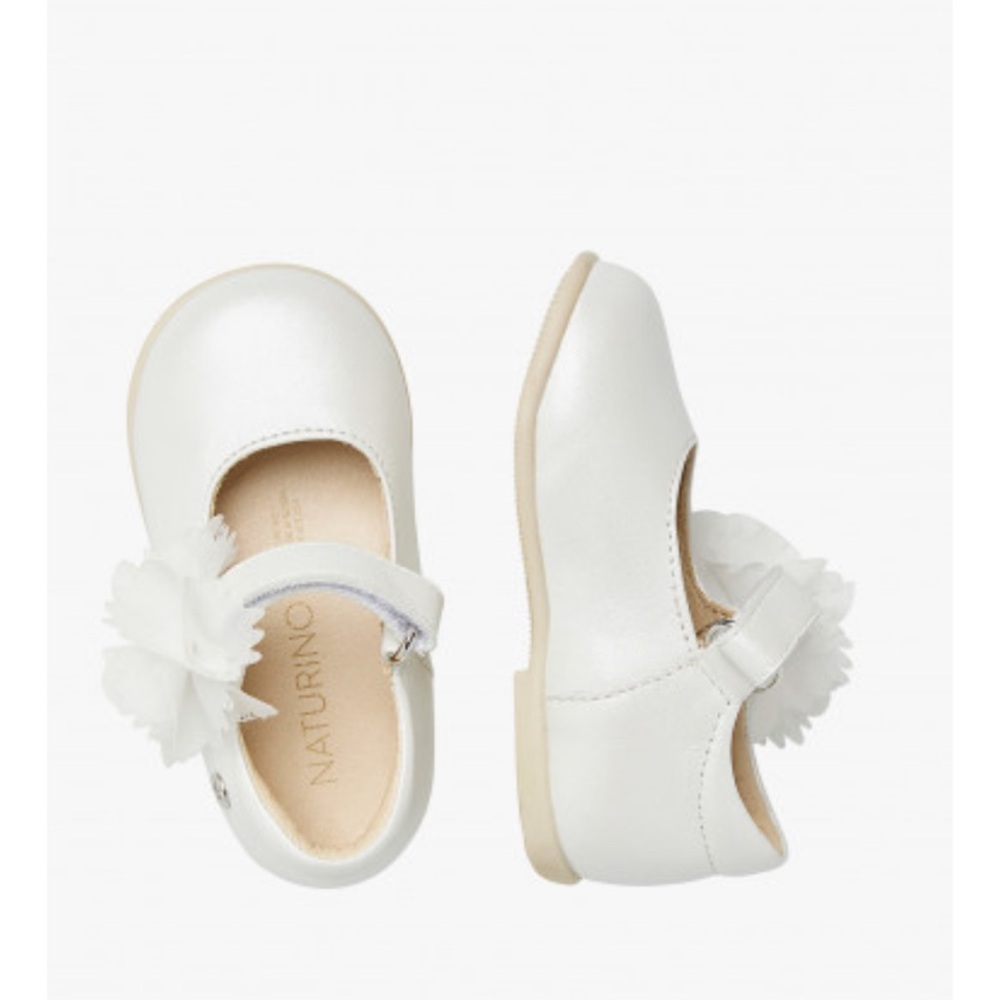 NWT NATURINO MAIDROS Leather ballerinas with applied bow in White - Picture 3 of 15